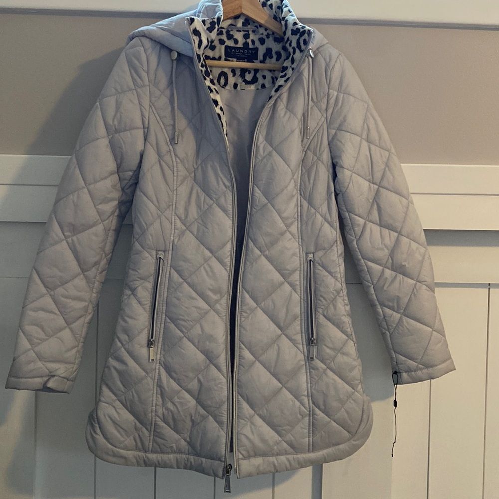 New LAUNDRY Shelli Segal silver parka  jacket size XS